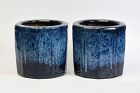 19th Century, A Pair of Japanese Shigaraki Blue Glazed Ceramic Hibachi