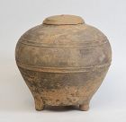 Han Dynasty, Chinese Pottery Granary Covered Jar