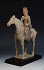 Tang Dynasty, Chinese Painted Pottery Horse and Rider