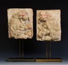 Song Dynasty, A Pair of Chinese Pottery Lion Panels