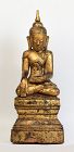 18th Century, Shan, Burmese Wooden Seated Buddha with Gilded Gold