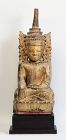 17th Century, Shan, Burmese Wooden Seated Crowned Buddha