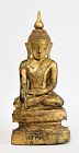 18th Century, Shan, Burmese Wooden Seated Buddha with Gilded Gold