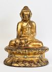 19th Century, Mandalay, Burmese Wooden Seated Buddha
