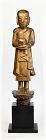 18th Century, Shan, Burmese Wooden Standing Disciple Holding Bowl