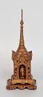 19th Century, Burmese Wooden Shrine with Standing Disciple