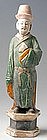 Ming Dynasty, Chinese Painted Pottery Figure of Court Man