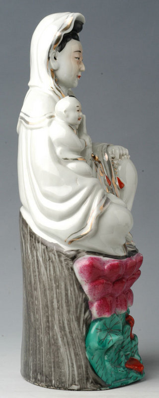 A Polychrome Porcelain Model of Guanyin (Kuan Yin)