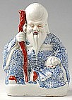 Porcelain Blue and White Model of the God of Longevity