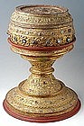 19th C., Mandalay, Burmese Offering Bowl Decorated with Mirror Tiles