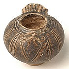 A Khmer Brown Glazed Lime-Pot, in Owl Form