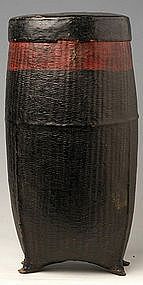 Burmese Woven Lacquered Rice Covered Basket