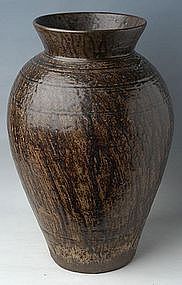 Sukhothai Period, Rare and Large Nan Brown Glazed Jar