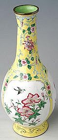 Chinese Painted Enamel Yellow Vase, Huafalang