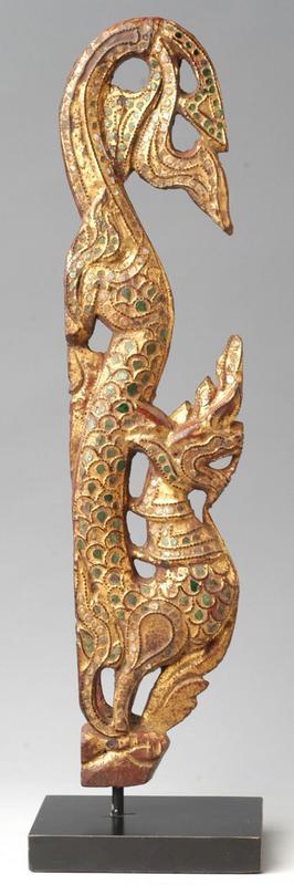 Gilded Wood Carving in the Form of Naga with Mirror