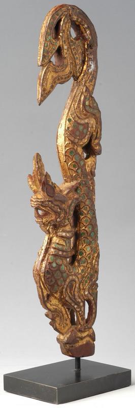 Gilded Wood Carving in the Form of Naga with Mirror