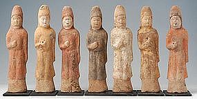 Tang Dynasty, Chinese Painted Pottery Figures