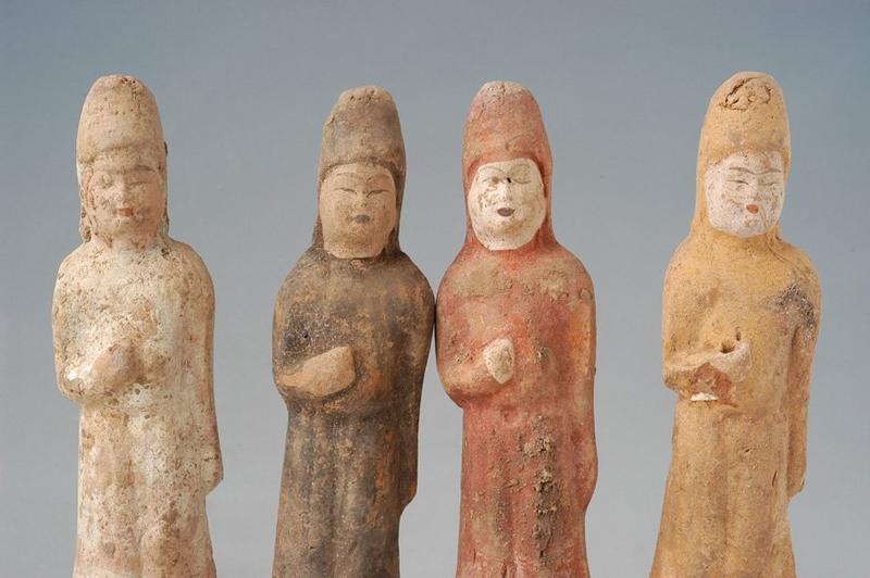 Tang Dynasty, Chinese Painted Pottery Figures