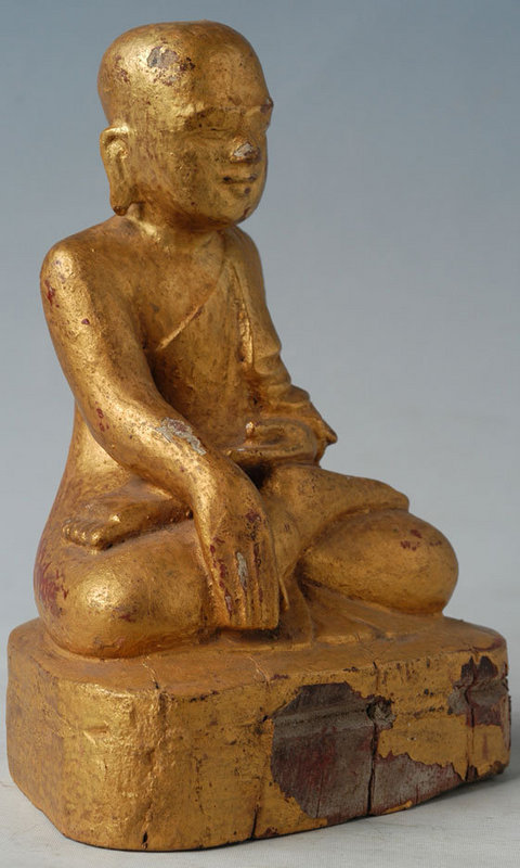 Burmese Mandalay Painted Wooden Disciple