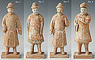 Ming Chinese Painted Pottery Models of Attendants