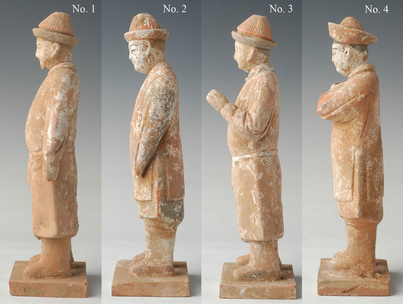 Ming Chinese Painted Pottery Models of Attendants