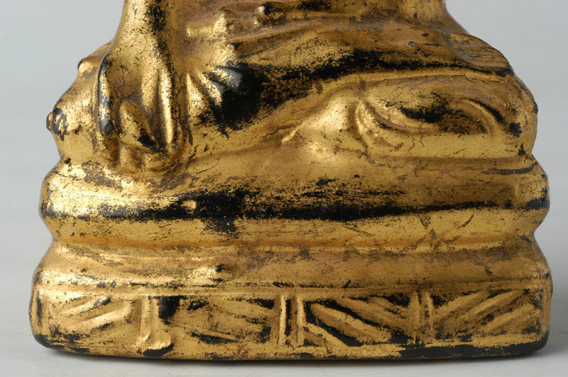 Burmese Painted Solid Lacquered Lotus Buddha