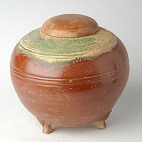 Han Dynasty, Chinese Pottery Granary Jar with Amber Glaze