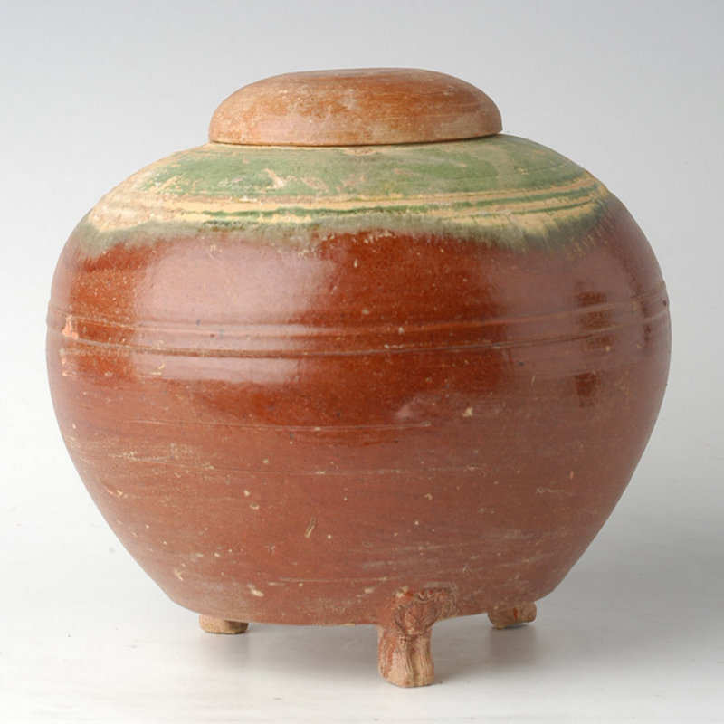 Han Dynasty, Chinese Pottery Granary Jar with Amber Glaze