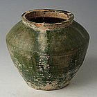 Han Dynasty, Chinese Pottery Green Glazed Jar