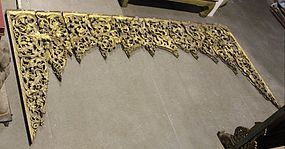 19th C., Mandalay, Very Large Burmese Wood Carving with Gilded Gold
