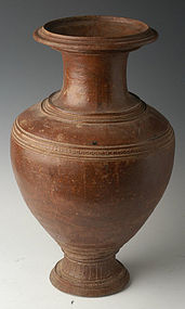 12th C., Large & Rare Khmer Brown Glazed Pottery Jar