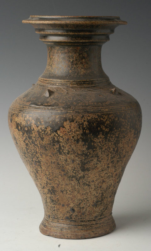12th Century, Khmer Brown Glazed Pottery Jar