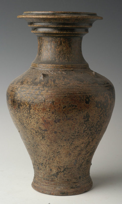 12th Century, Khmer Brown Glazed Pottery Jar