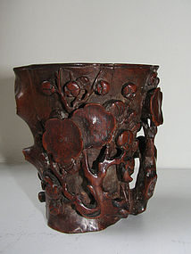 A fine Chinese bamboo libation cup. 17th Century.