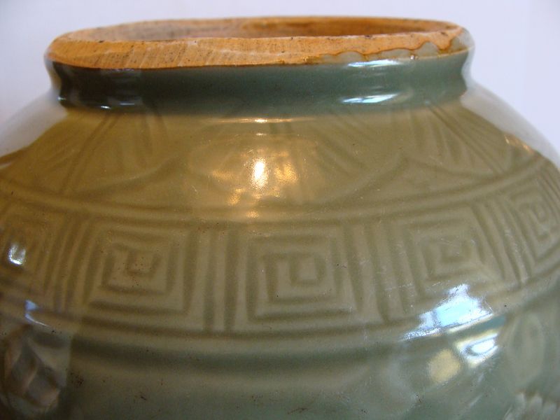 Stoneware Carved Celadon Vase