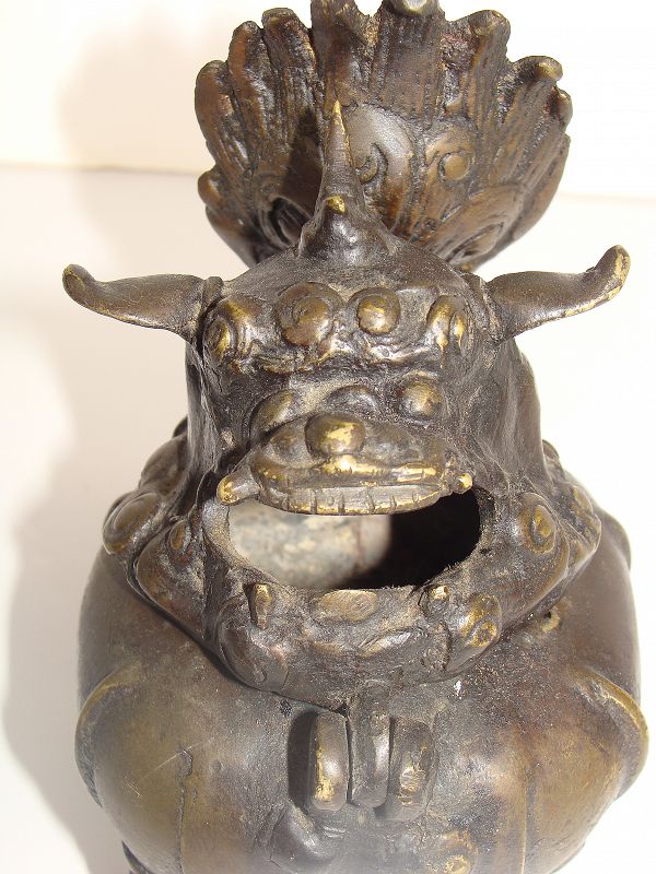 Bronze Buddhist Lion Censer