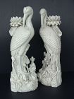 Blanc de Chine Heron Candlesticks