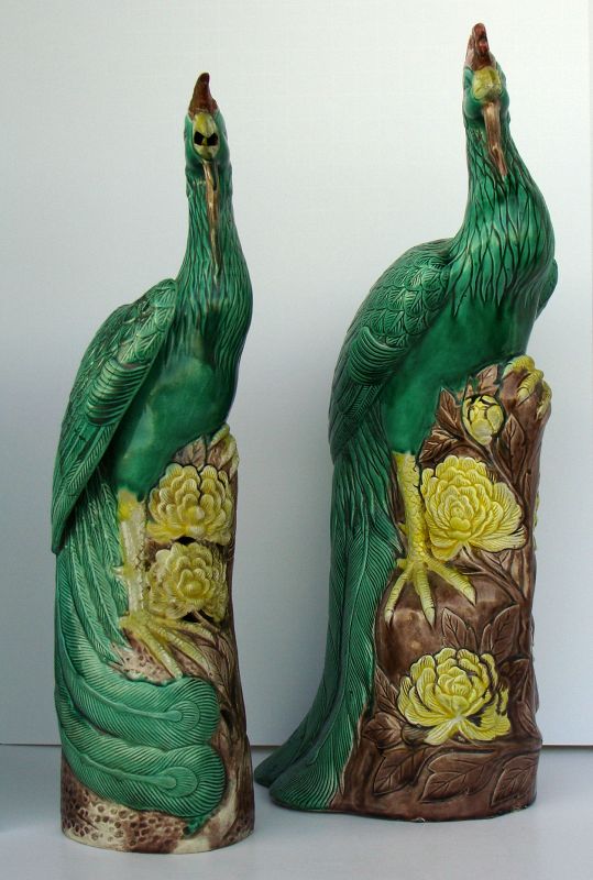 Pair of Sancai Glazed Pheonix