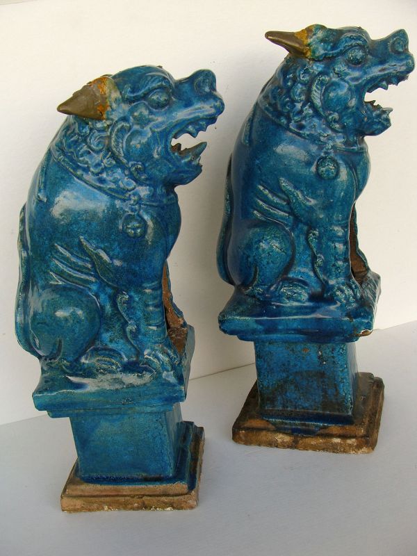 Turquoise Seated Lion (Pair)