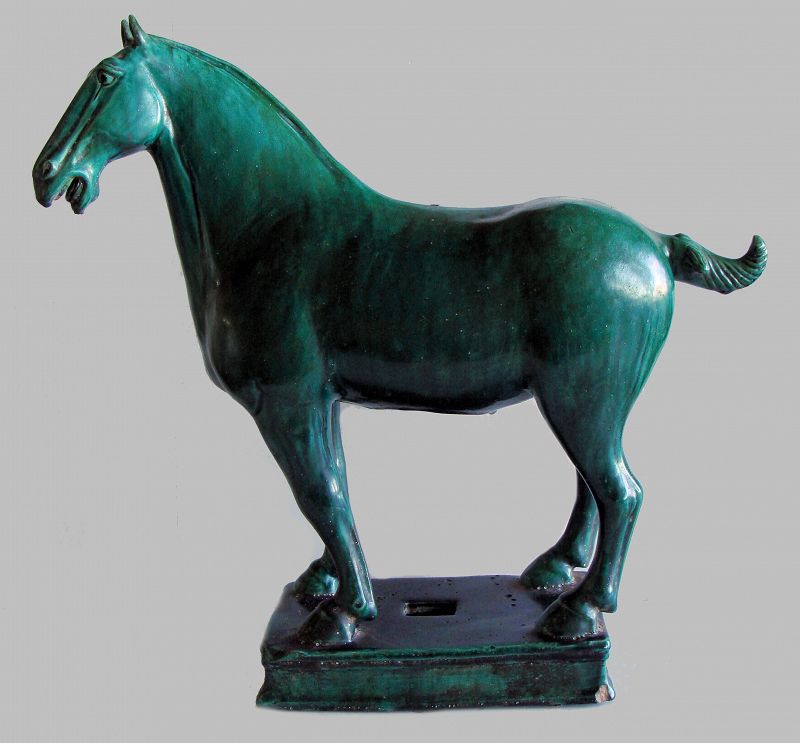 Green Glazed Standing Horse