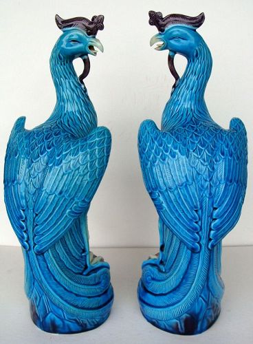 Turquoise Glazed Phoenix (Pair)
