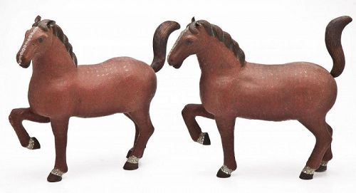 Chinese Large Cloisonne Horses (Pair)