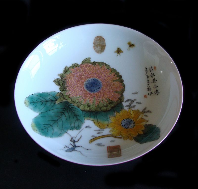 Chinese Famille Rose Sunflower Plate