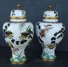 Chinese Cloisonne Vase with Lid (Pair)