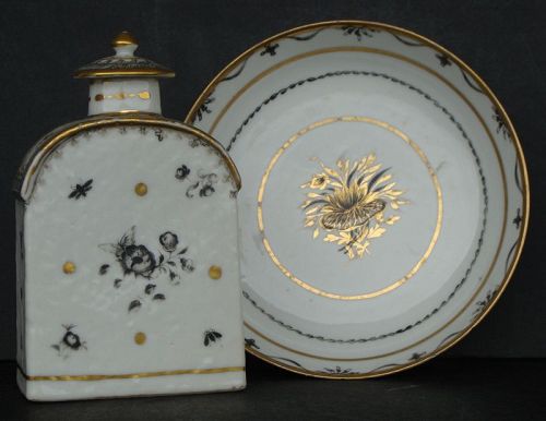 Chinese Tea Caddy and Saucer