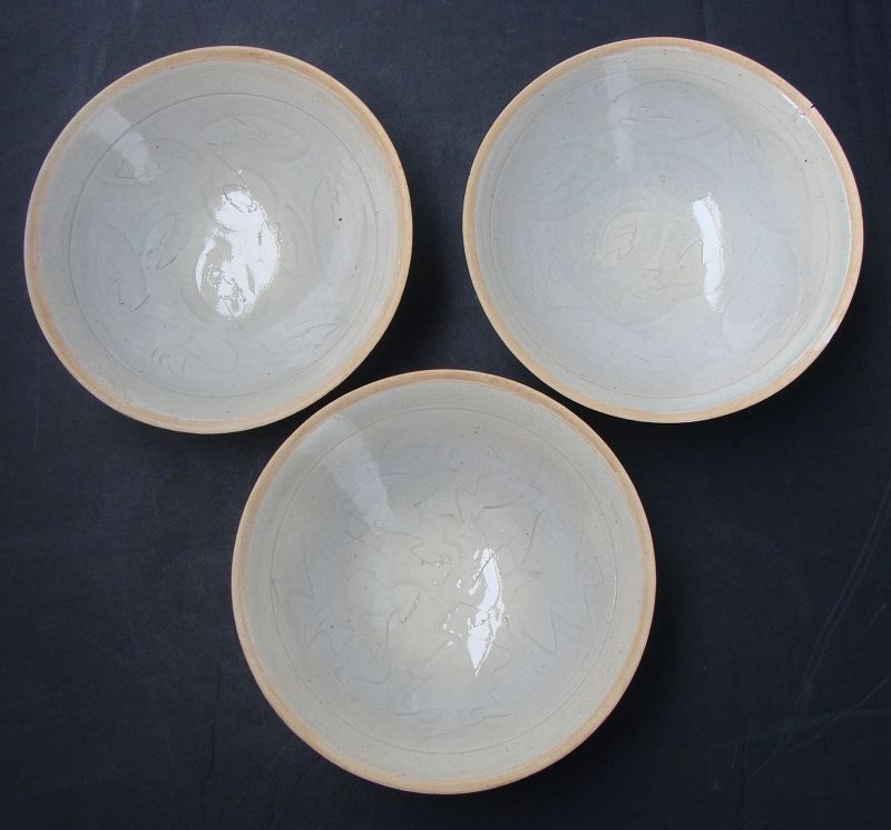 Chinese Qingbai Glaze Bowls (Three)