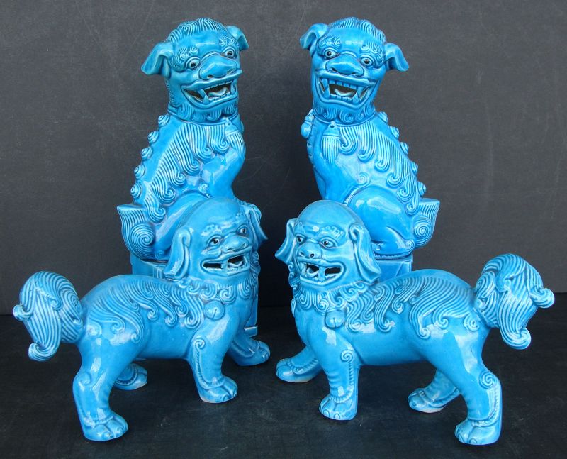 Chinese Turquoise Glazed Foo Dogs