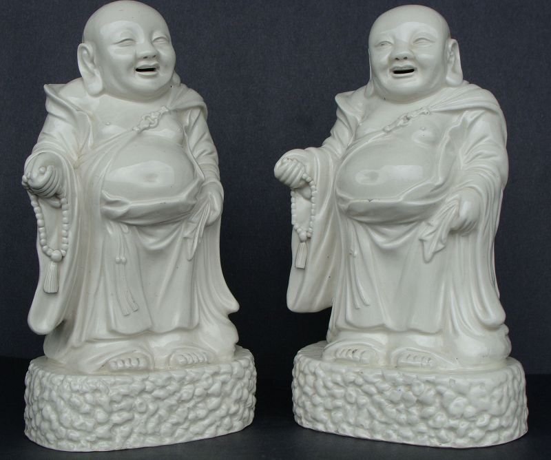 Chinese Blanc de Chine Figures of the Immortal Budai (Pair)