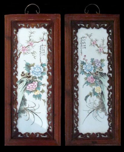 Chinese Porcelain Flower Plaques