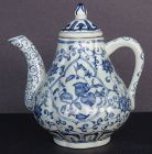 Chinese  Underglaze Blue Ewer and Cover